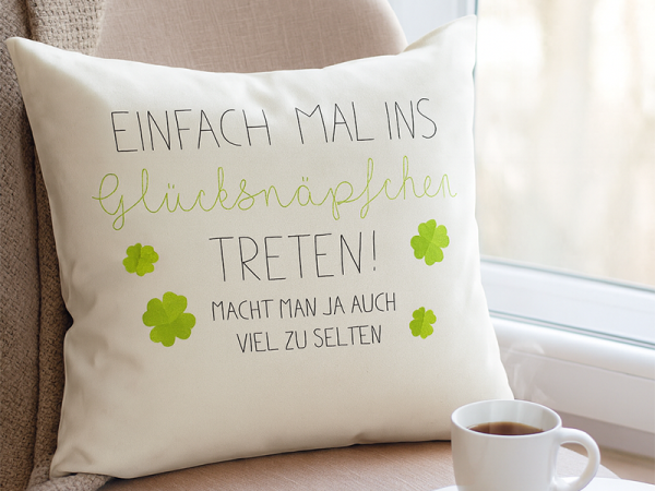 Glücksnäpfchen Spruch - redwork Stickdatei